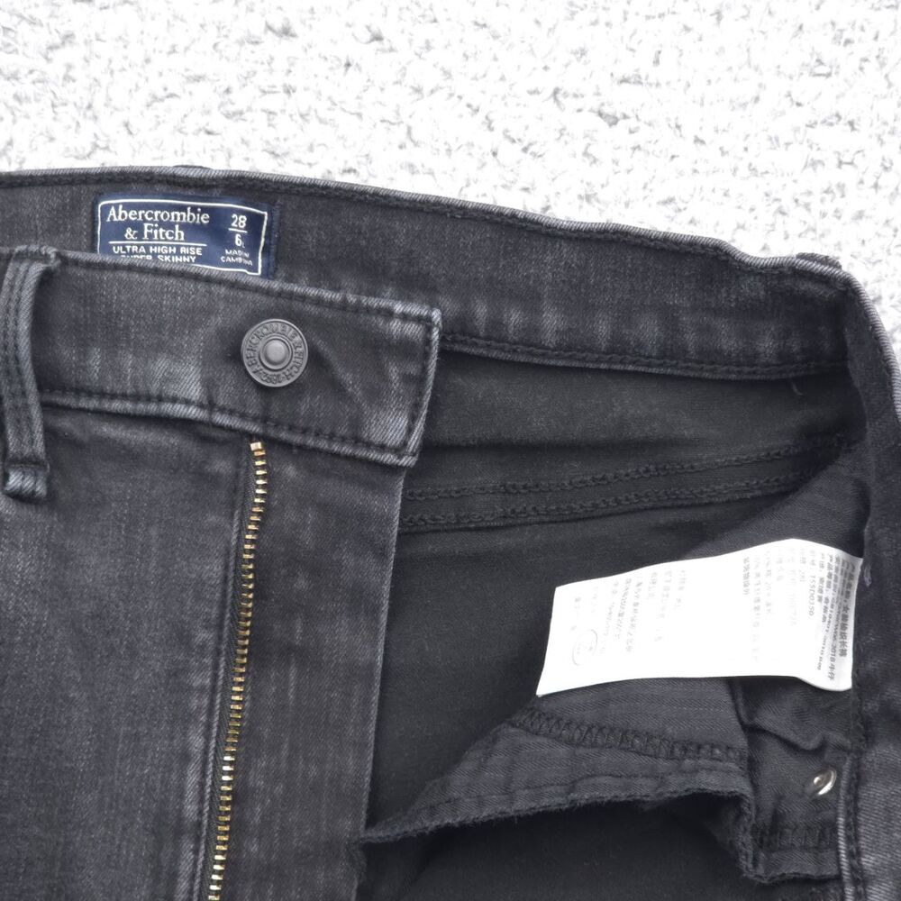 Abercrombie Jeans Womans 28 6L Black Thrashed High Rise Skinny Ripped Knees - Picture 11 of 11